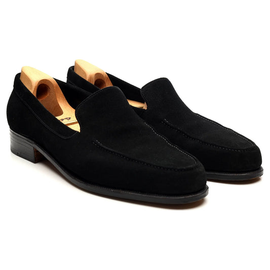 100% Hand Crafted Black Suede Slip On Loafers