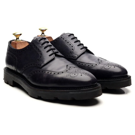 100% Hand Crafted Navy Blue Leather Derby Brogues