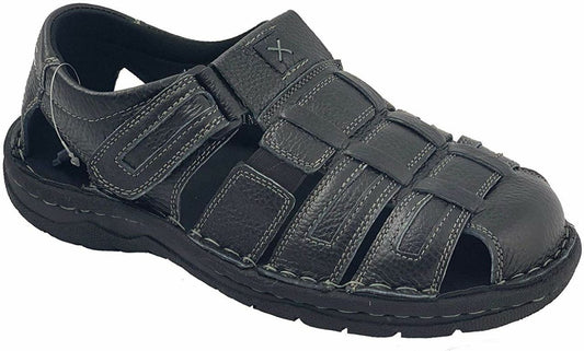 Louis Denis Men's Leather Outdoor Sandals (Black)