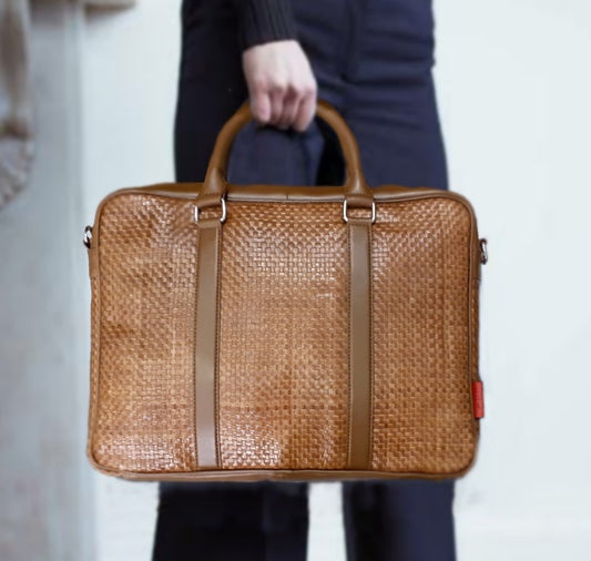 Louis Denis Handmade 15" Briefcase | Vegetable Tanned Messenger Laptop Bag.