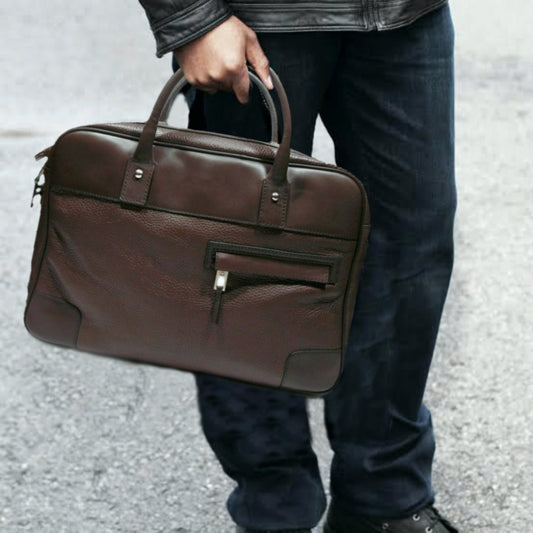 Louis Denis Handmade 15" Messenger Laptop bag | Full Grain Leather Briefcase.