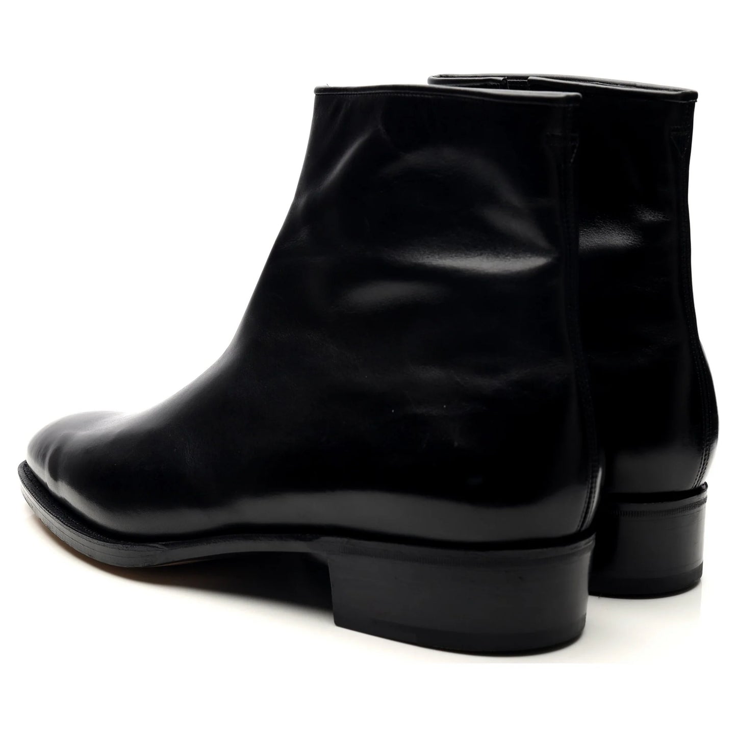 100% Hand Crafted Black Leather Zip Up Boots