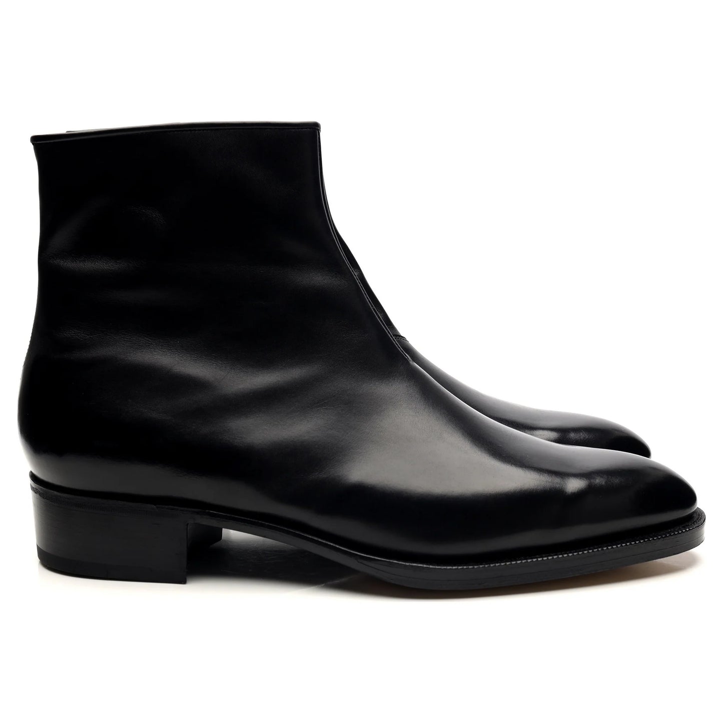 100% Hand Crafted Black Leather Zip Up Boots