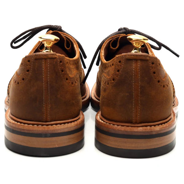 100% Hand Crafted Brown Waxed Suede Derby Brogues