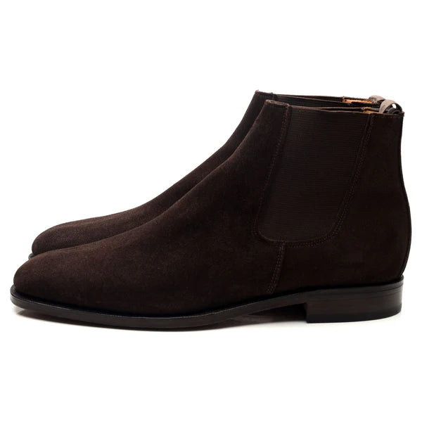 100% Hand Crafted Dark Brown Suede Chelsea Boots