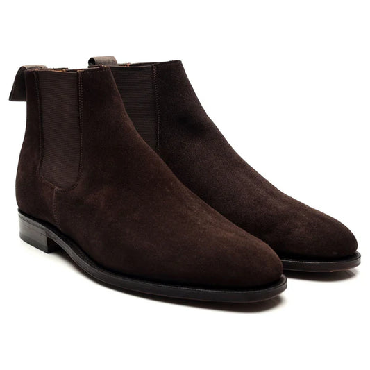 100% Hand Crafted Dark Brown Suede Chelsea Boots