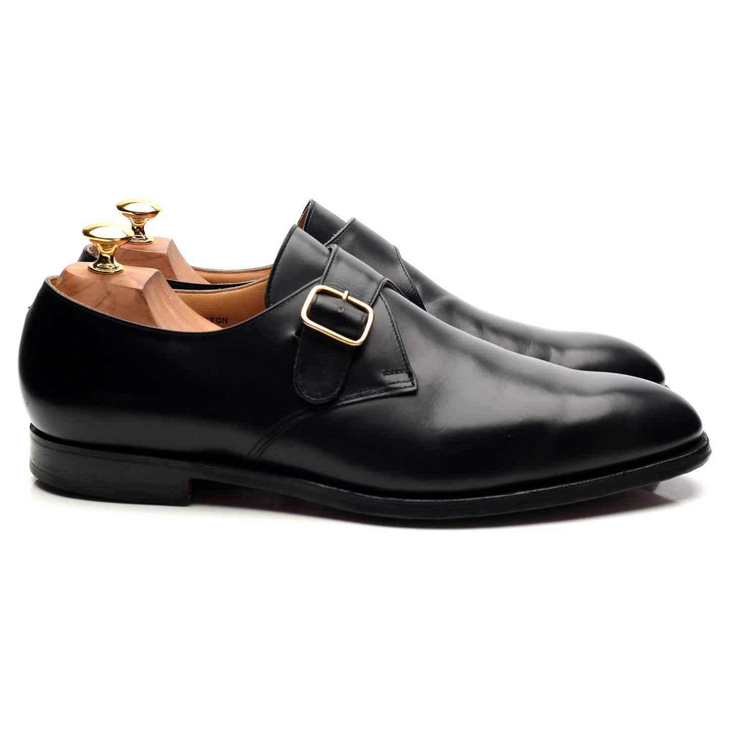 100% Hand Crafted Black Leather Monk Strap