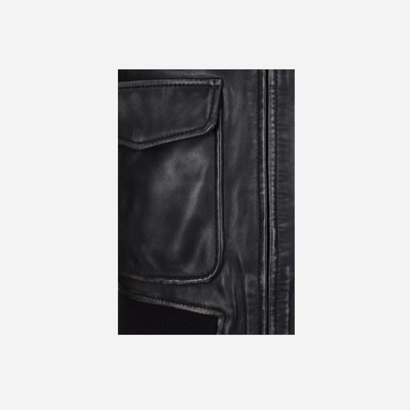 Louis Denis Genuine Black Leather Biker Jacket For Men