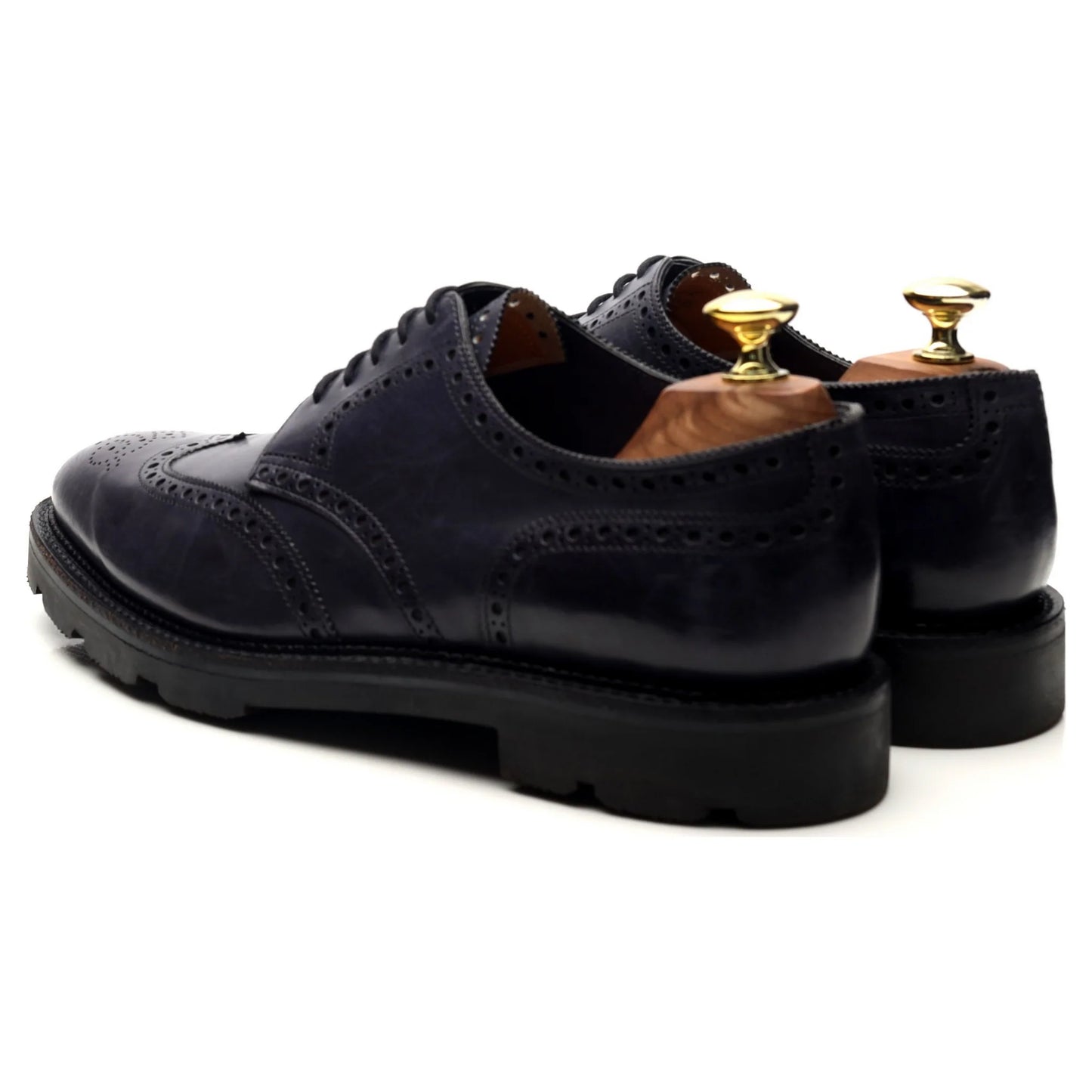 100% Hand Crafted Navy Blue Leather Derby Brogues