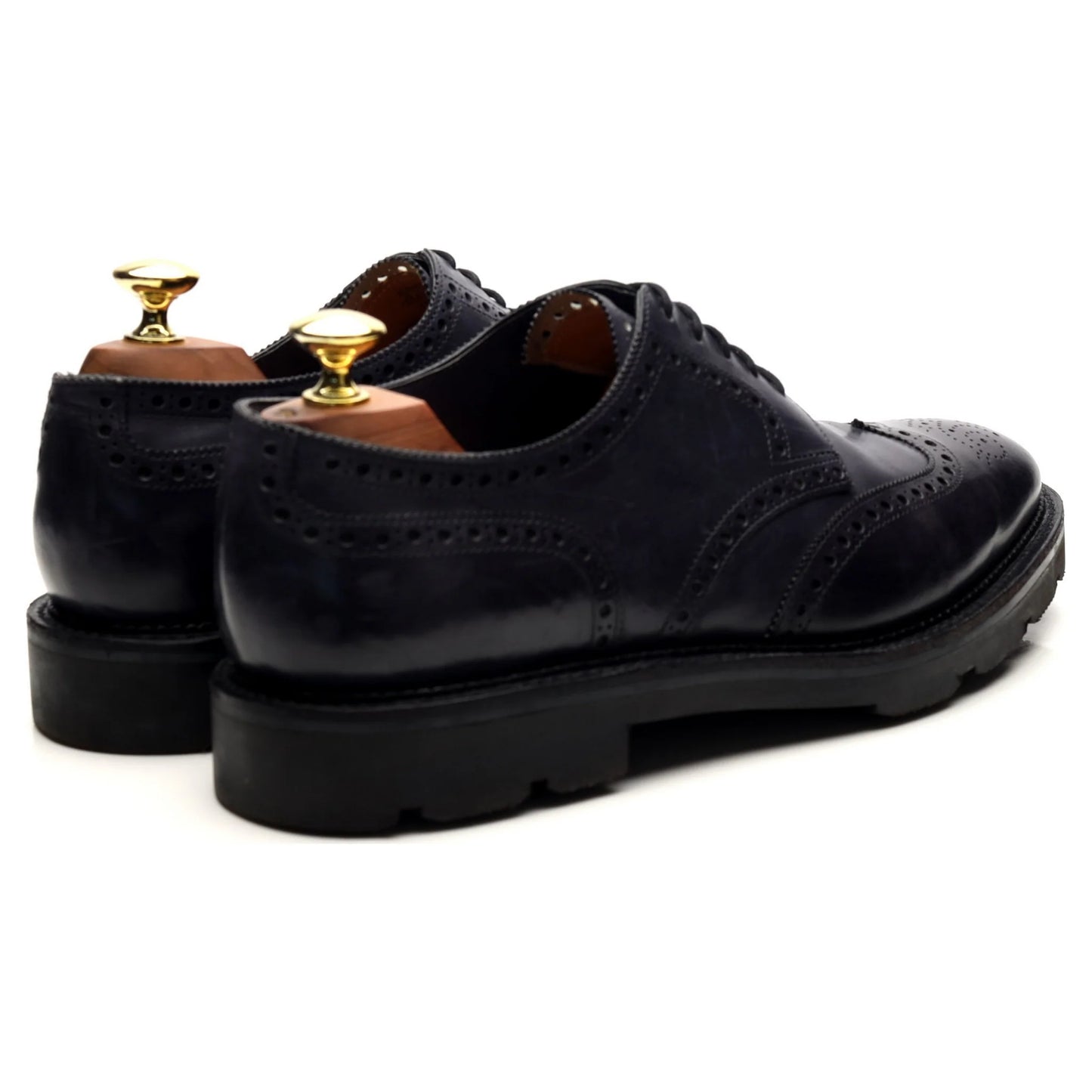 100% Hand Crafted Navy Blue Leather Derby Brogues