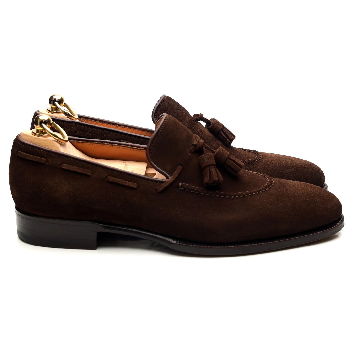 100% Hand Crafted Dark Brown Suede Tassel Loafers