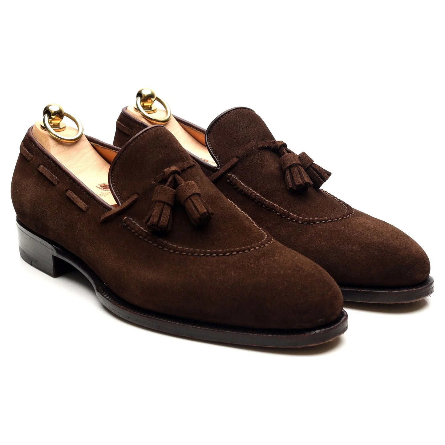 100% Hand Crafted Dark Brown Suede Tassel Loafers