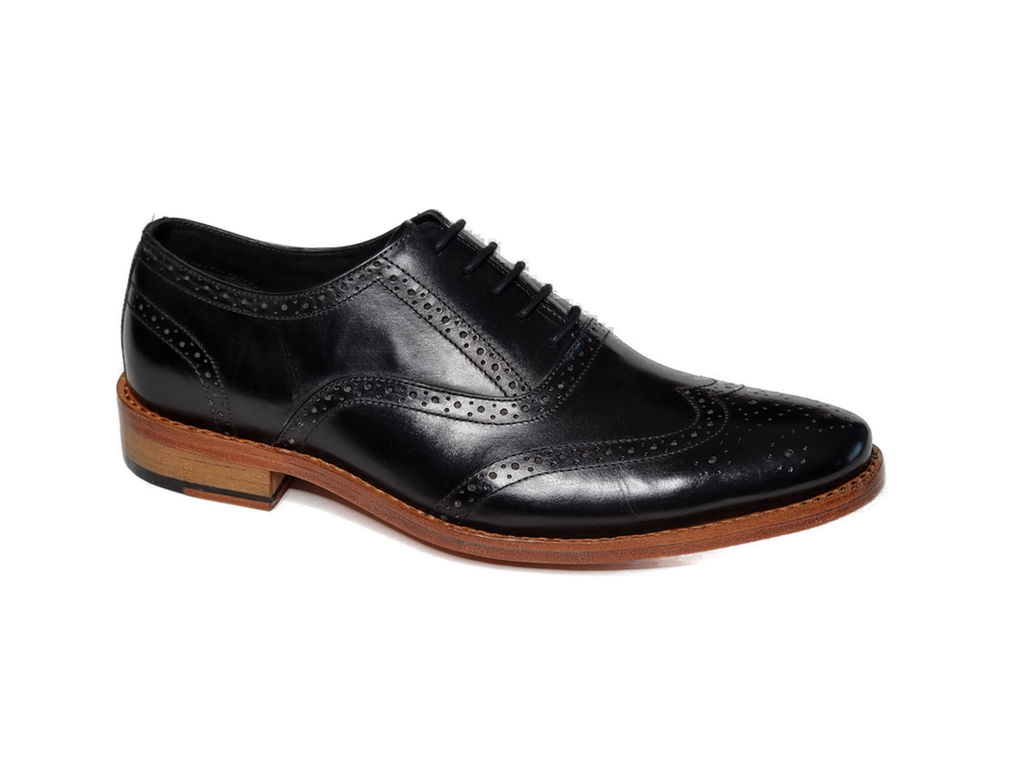 100% Hand Crafted Black Oxford shoes. Stylish wingtip brogue