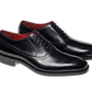 100% Hand Crafted Black shiny brogue detailing Oxford shoes