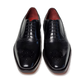 100% Hand Crafted Black shiny brogue detailing Oxford shoes