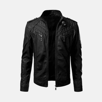 Louis Denis Genuine Black Leather Biker Jacket For Men