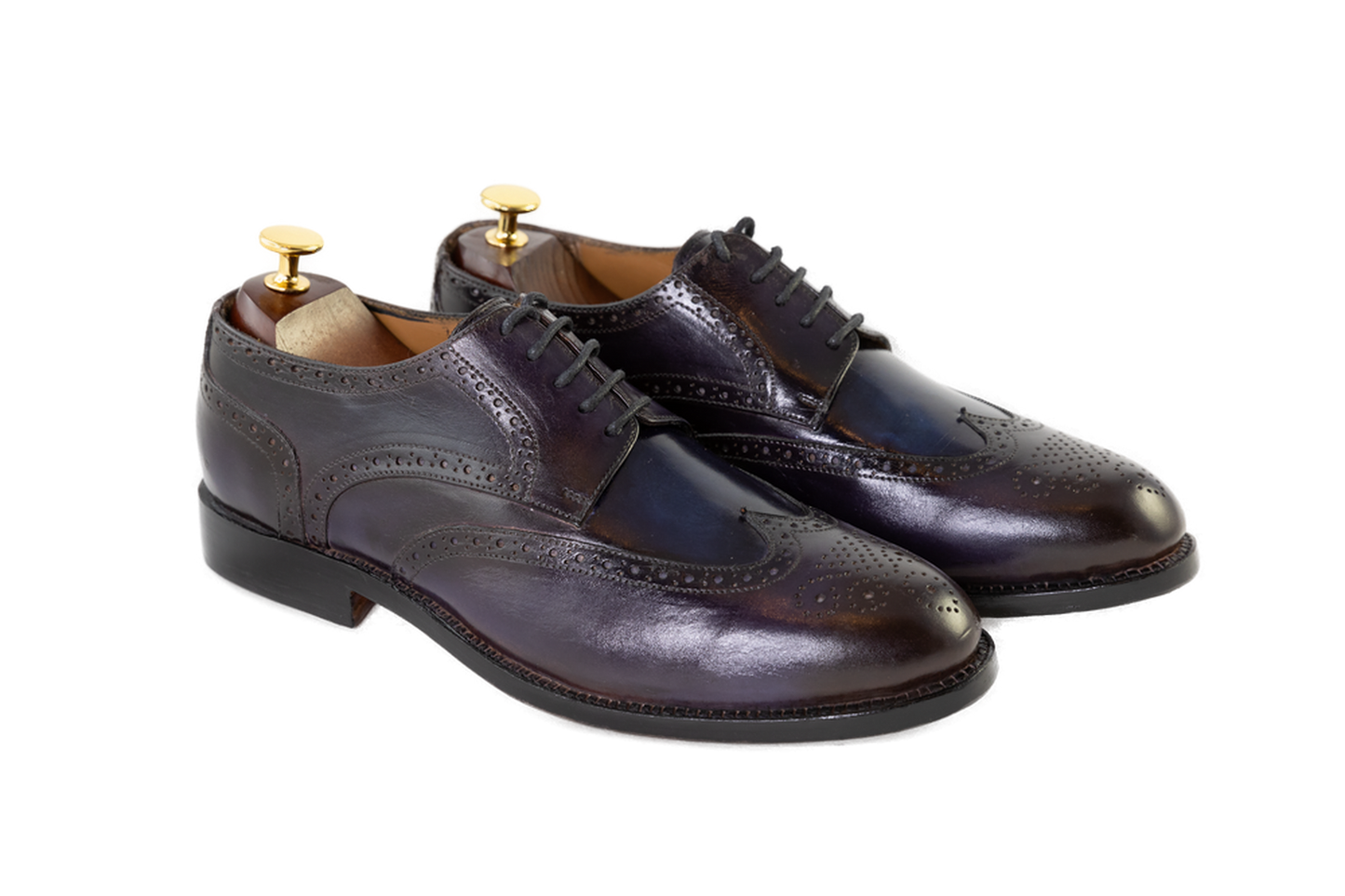 Hand Crafted Brown patina finish Derby shoes