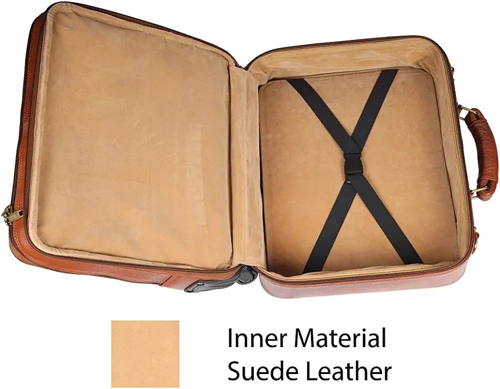 Louis Denis - 18 Inch Tan leather Roller Case 4 Wheels